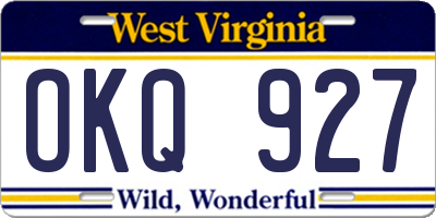 WV license plate OKQ927