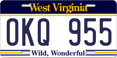 WV license plate OKQ955