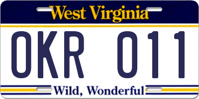 WV license plate OKR011