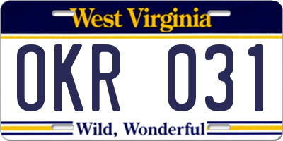 WV license plate OKR031