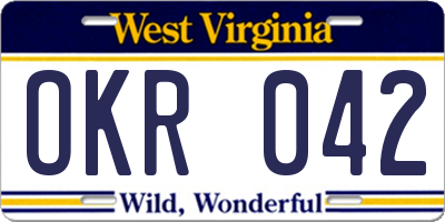 WV license plate OKR042
