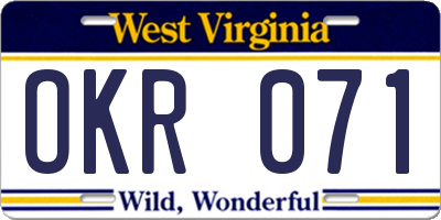 WV license plate OKR071