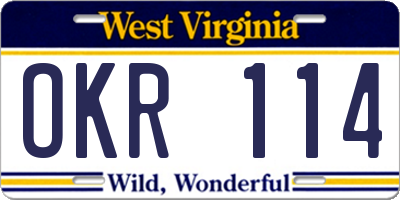 WV license plate OKR114