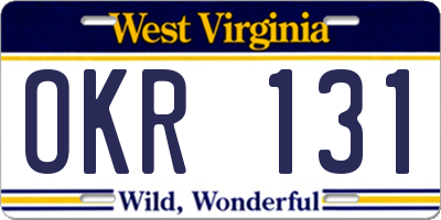 WV license plate OKR131