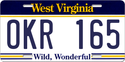 WV license plate OKR165