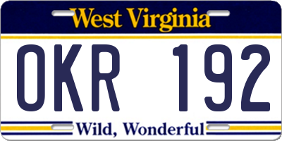 WV license plate OKR192