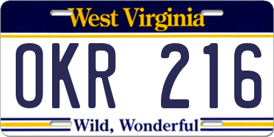 WV license plate OKR216