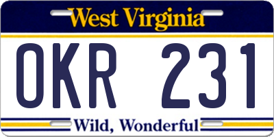 WV license plate OKR231