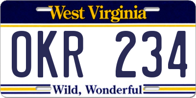 WV license plate OKR234