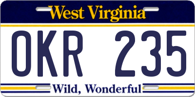 WV license plate OKR235
