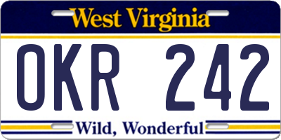 WV license plate OKR242