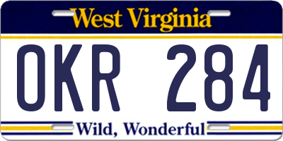 WV license plate OKR284