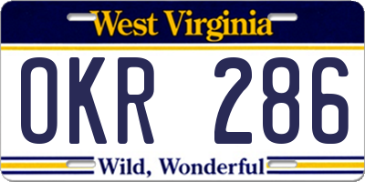 WV license plate OKR286