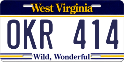 WV license plate OKR414