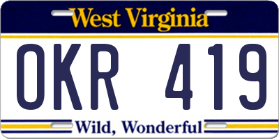 WV license plate OKR419