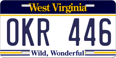 WV license plate OKR446