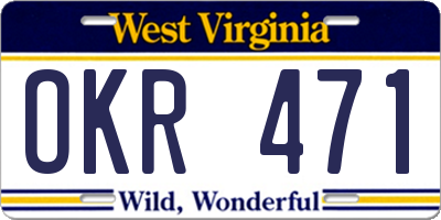 WV license plate OKR471