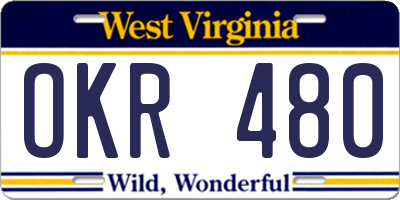 WV license plate OKR480