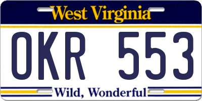 WV license plate OKR553