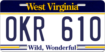 WV license plate OKR610