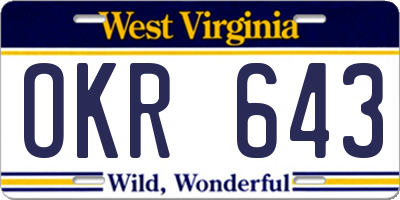 WV license plate OKR643