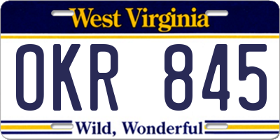 WV license plate OKR845