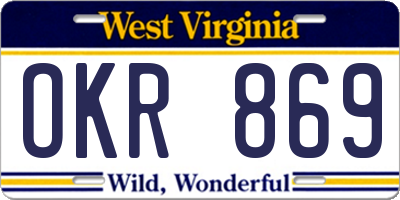 WV license plate OKR869
