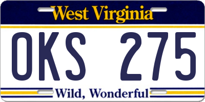 WV license plate OKS275