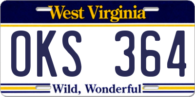 WV license plate OKS364