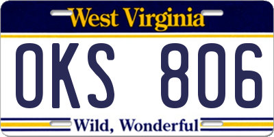 WV license plate OKS806