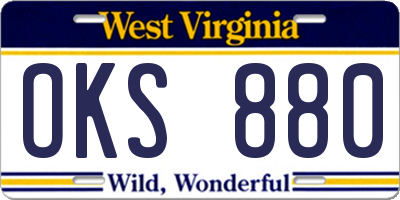 WV license plate OKS880