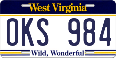 WV license plate OKS984