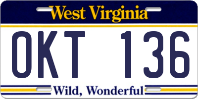 WV license plate OKT136