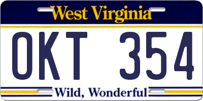 WV license plate OKT354