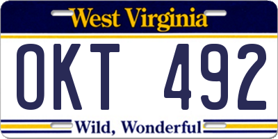 WV license plate OKT492