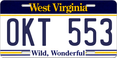 WV license plate OKT553