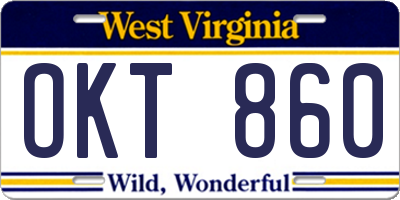 WV license plate OKT860