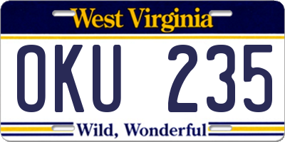 WV license plate OKU235