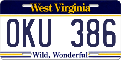WV license plate OKU386
