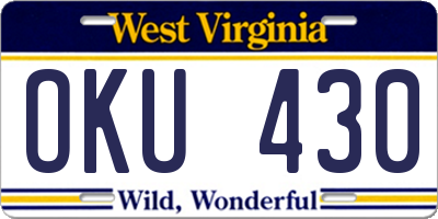 WV license plate OKU430