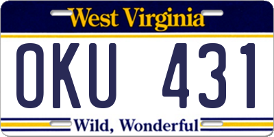 WV license plate OKU431