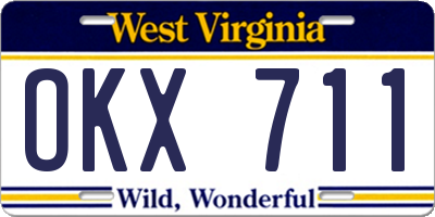 WV license plate OKX711