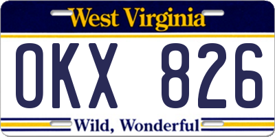 WV license plate OKX826