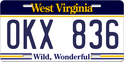 WV license plate OKX836