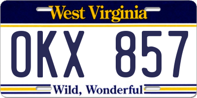 WV license plate OKX857