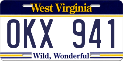 WV license plate OKX941