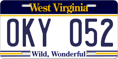 WV license plate OKY052