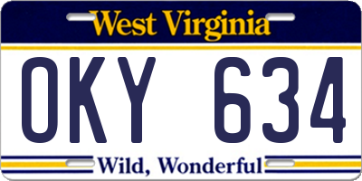 WV license plate OKY634