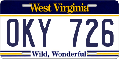 WV license plate OKY726