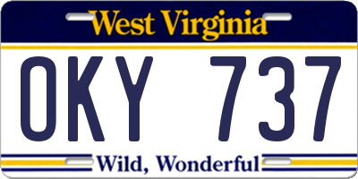 WV license plate OKY737
